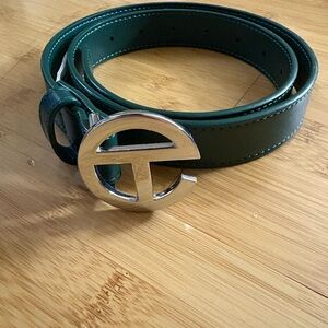 Telfar Forest Green Belt with Silver Logo Buckle